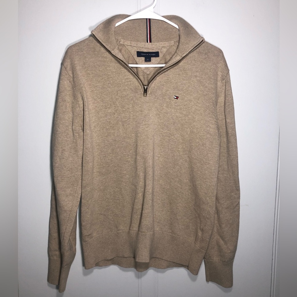 Vintage Tommy Hilgifer Long Sleeve Quarter Zip Camel Color Size M